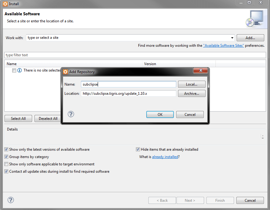 Installing subclipse in Aptana Studio 3